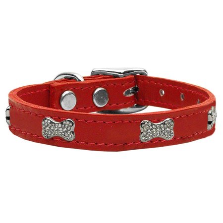 MIRAGE PET PRODUCTS Crystal Bone Genuine Leather Dog CollarRed Size 16 83-112 Rd16
